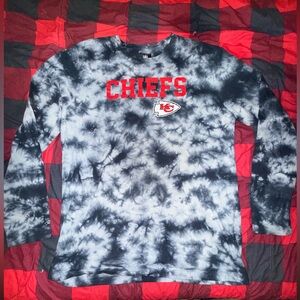 NFL Chiefs Tie-Dye Long Sleeve Shirt - White and Black